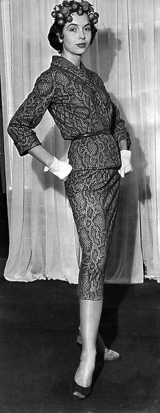 Clothing-Fashion 1954: 'Just Eve'No. 32, a snake print jersey suit