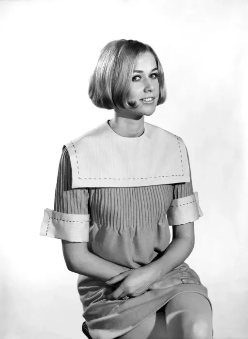 Framed Print : Clothing: Fashion: Handmade: Woman wearing home made dress with oversized Collar