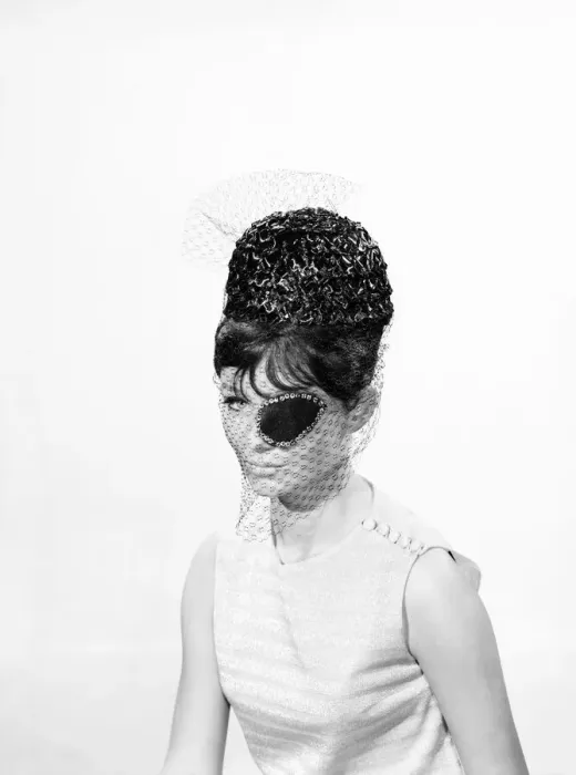 Framed Print : Clothing: Fashion: Hats: Woman wearing hats with veils and eyepatch. 1962 B1544-031 Framed Print : Clothing: Fashion: Hats: Woman wearing hats with veils and eyepatch. 1962 B1544-031