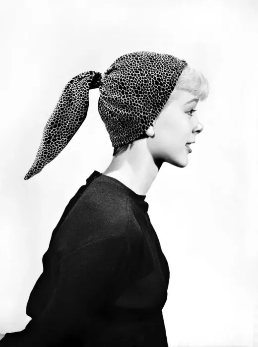 Framed Print : Clothing: Fashion: Head scarf. 1955 B249 Framed Print : Clothing: Fashion: Head scarf. 1955 B249