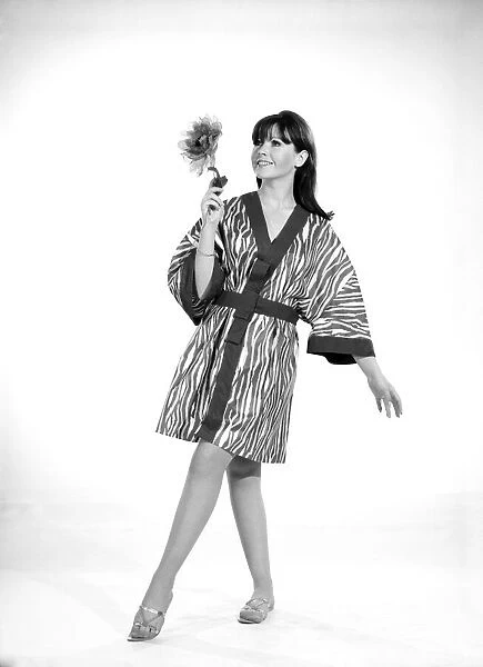 Clothing: Fashion: Kimono: Model: Rosemary Bell. 1966 B2049-006