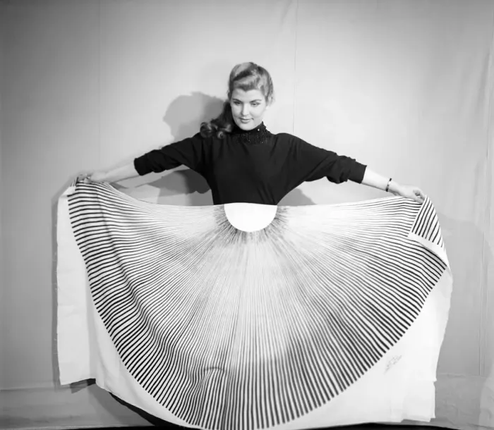 Framed Print : Clothing: Fashion: Skirts: Woman wearing pleated skirt. 1953 B127 Framed Print : Clothing: Fashion: Skirts: Woman wearing pleated skirt. 1953 B127