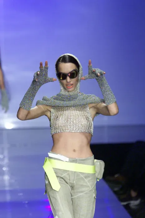 Framed Print : Clothing by Michiko Koshino 1998 modelled by Model during London Fashion Week