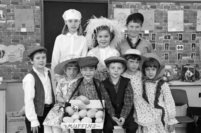 Framed Print : Clough Head J&I School stages an old time music hall event in Slaithwaite Civic Hall