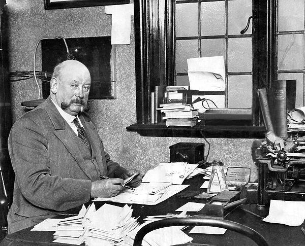 Club Secretary Frank Watt pictured at his desk at St James Park, 27th October 1930