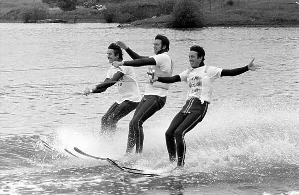 Con Cluskey, Dec Cluskey and John Stoke of The Bachelors pop group water skiing at