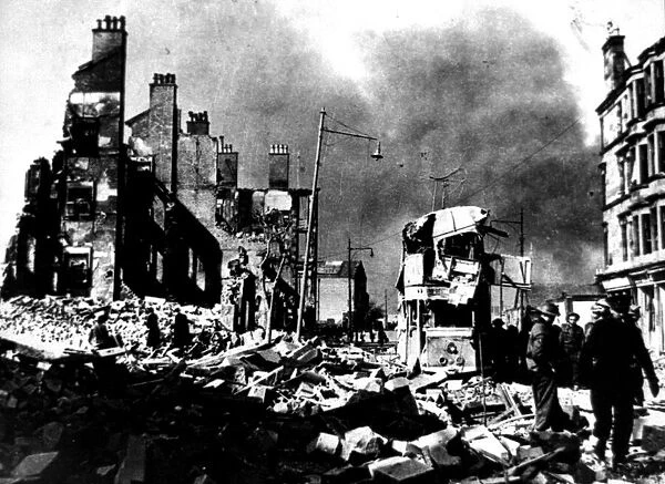 Clydebank Blitz March 1941 World War Two - devastation in the street