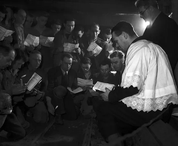 Framed Print : Coal Miners Memorial Service for King George VI Death after his death February Framed Print : Coal Miners Memorial Service for King George VI Death after his death February