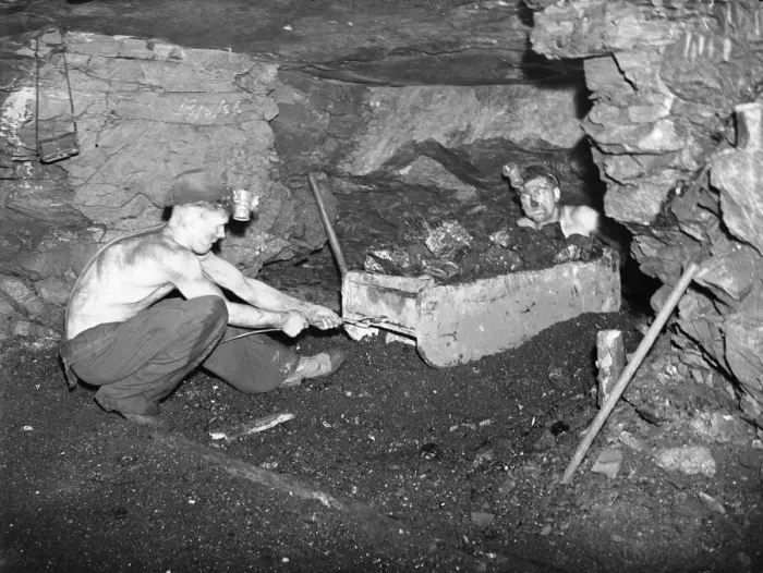 Framed Print : Coal miners working at the coal face in the Somerset coalfields, March 1946 Framed Print : Coal miners working at the coal face in the Somerset coalfields, March 1946
