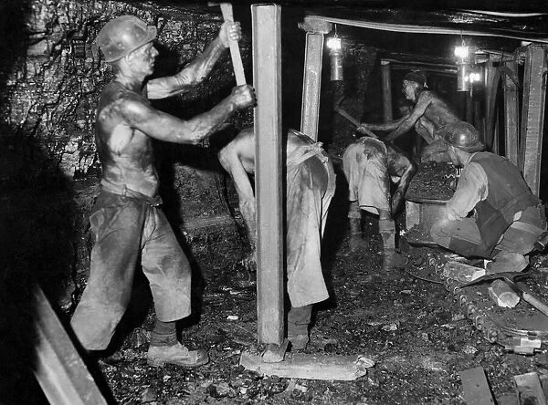 Coal mining underground scenes at Ollerton Pit in Nottinghamshire