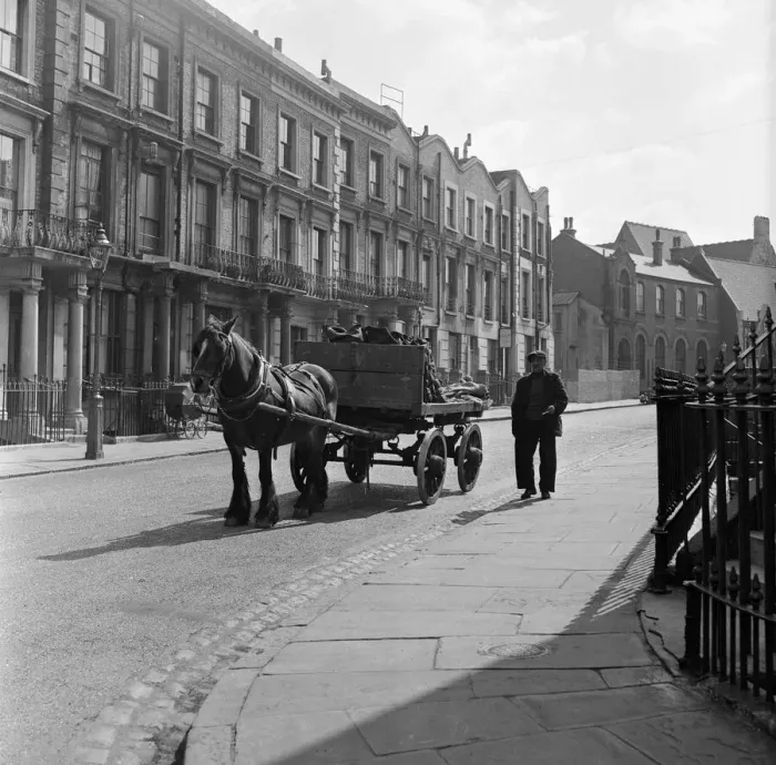 Framed Print : Coalman Mr Nightingale delivering coal. 25th April 1955 Framed Print : Coalman Mr Nightingale delivering coal. 25th April 1955