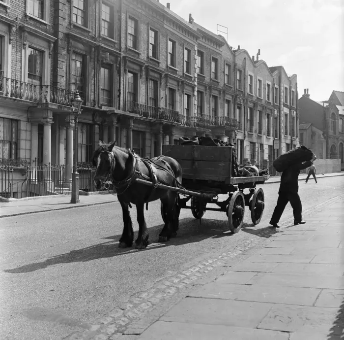 Framed Print : Coalman Mr Nightingale delivering coal. 25th April 1955