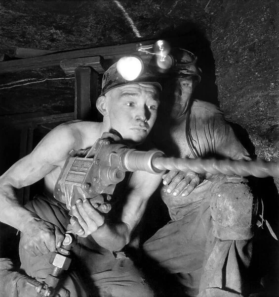 Coalminers drilling in the pits. September 1952 C4567-001