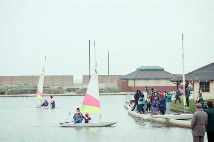 Framed Print : Coatham Boating Lake, Redcar, North Yorkshire, England, 7th April 1992