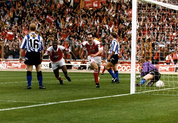 Framed Print : Coca Cola Cup Final at Wembley Stadium Arsenal 2 v Sheffield Wednesday 1