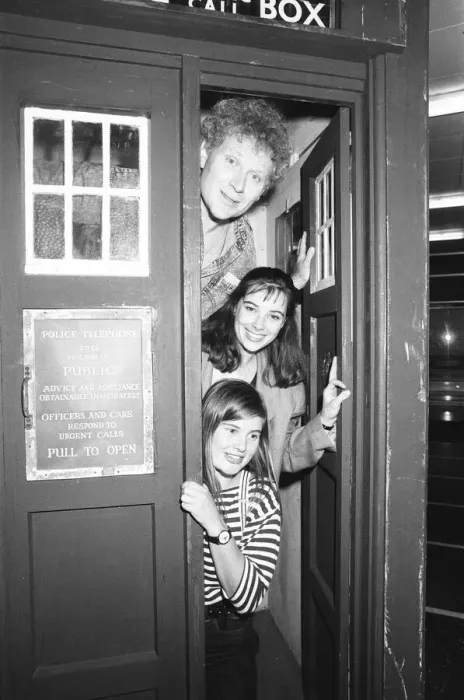 Framed Print : Colin Baker who plays the 6th Doctor Who is seen here with his assistants Peri Framed Print : Colin Baker who plays the 6th Doctor Who is seen here with his assistants Peri