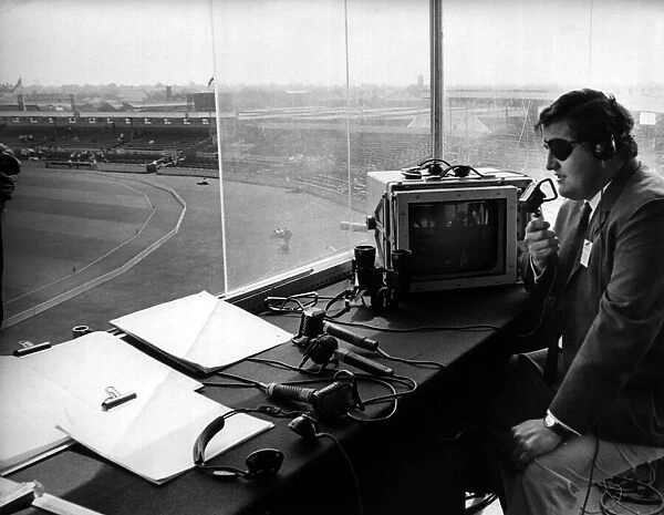 Colin Milburn, June 1969 Cricket commentator pictured in studio at Old