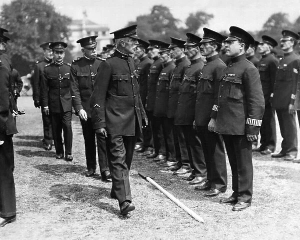 Colonel Reay C B E inspecting the Post Office Special Constabulary reserves at Kensington