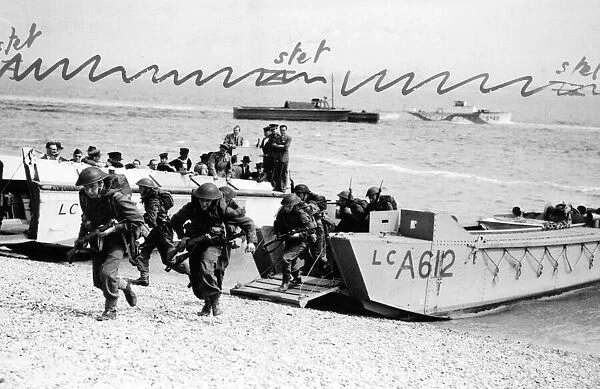 Combined operations exercise. Royal Marine Commandos landing from Troop carrying craft