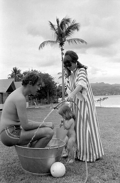 Comedian, actor and publisher Peter Cook with his daughter Lucy