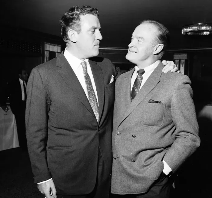 Framed Print : Comedian Bob Hope seen here at the Dorchester Hotel, Park Lane with television presenter Framed Print : Comedian Bob Hope seen here at the Dorchester Hotel, Park Lane with television presenter