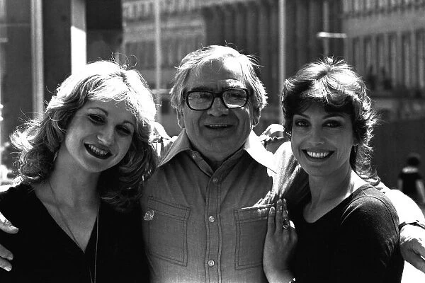 Comedian Harry Worth, pictured on June 18, 1979, with Debbie Arnold (left