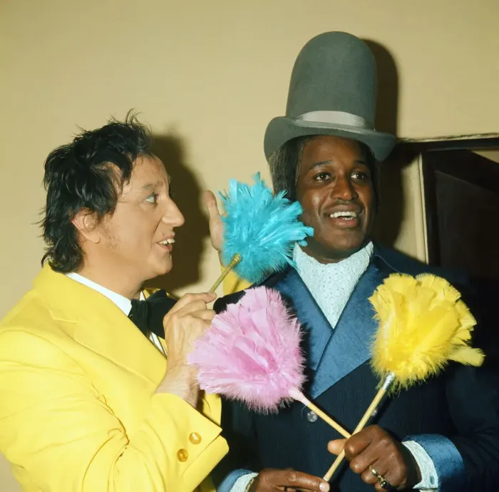 Framed Print : Comedian Ken Dodd with Lovelace Watkins. 1975 Framed Print : Comedian Ken Dodd with Lovelace Watkins. 1975