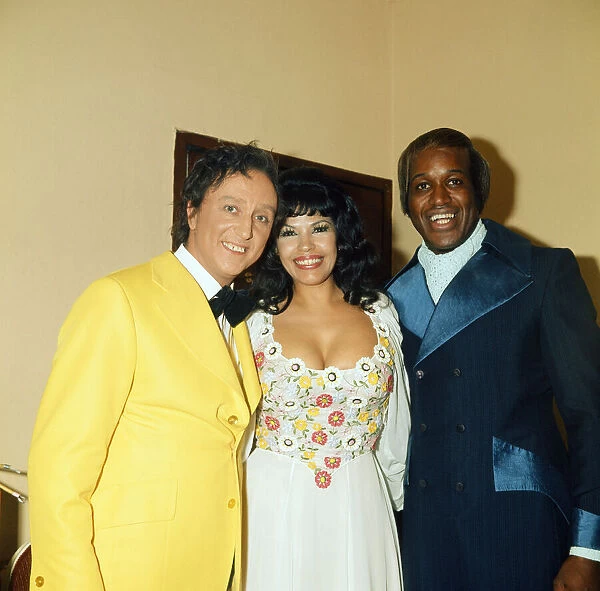 Comedian Ken Dodd with Wilma Reading and Lovelace Watkins. 1975