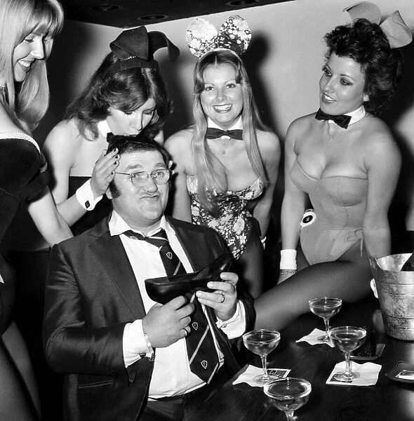 Comedian Les Dawson celebrating the news that on of his half hour shows had been selected