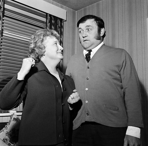 Comedian Les Dawson and his neighbour Mrs Winifred Rose