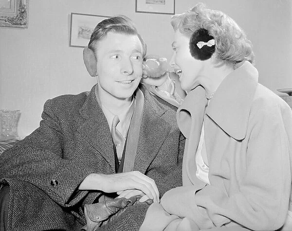 Comedian Leslie Randalls wife back with ear muffs to keep out the cold weather