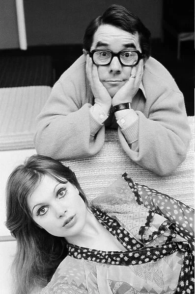 Comedian Ronnie Corbett with actress and model Madeline Smith at the BBC rehearsal room