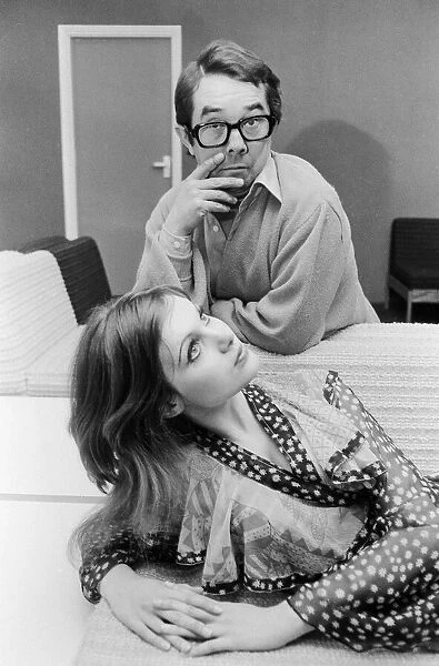 Comedian Ronnie Corbett with actress and model Madeline Smith at the BBC rehearsal room