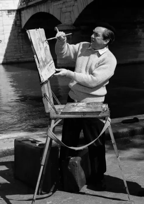 Framed Print : Comedian Tony Hancock on location in Paris for a scene from the film The Rebel 1960