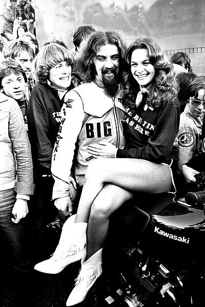 Comic Billy Connolly meets fans at the Kawasaki Motor Cycle Store on Westgate Road