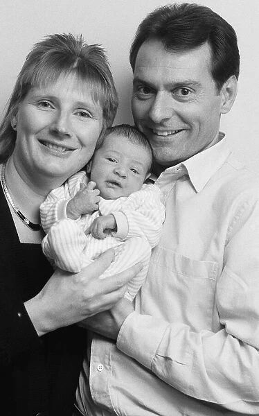 Comic Denny Hodge seen here with his wife Gillian and their baby Louis Michael