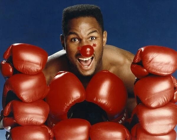 Comic relief. Lennox Lewis. Red nose day. March 1991 P017764