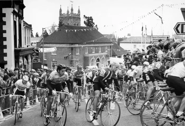 Framed Print : Competitors in the 1987 Milk Race, now better known as the Tour of Britain Framed Print : Competitors in the 1987 Milk Race, now better known as the Tour of Britain