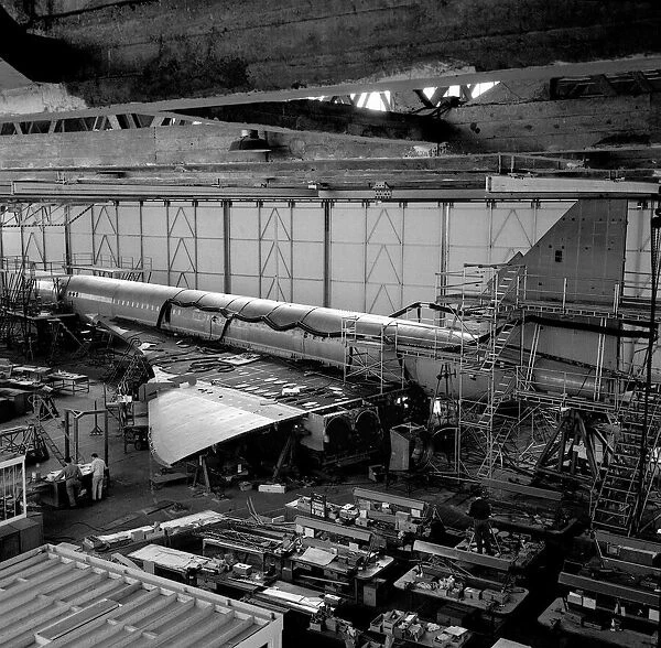 Concorde Aircraft prototype 002 at BAC Filton Bristol Brabazon Hanger March