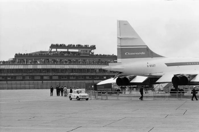 Framed Print : Concorde on show at Heathrow Airport. 3rd July 1972