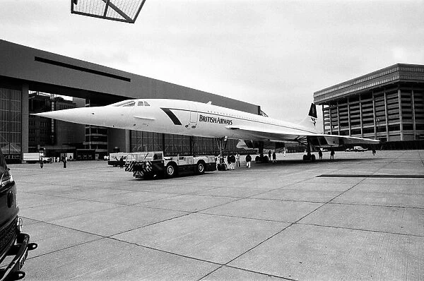 Concorde pictured at London Airport, Heathrow. 25th April 1985