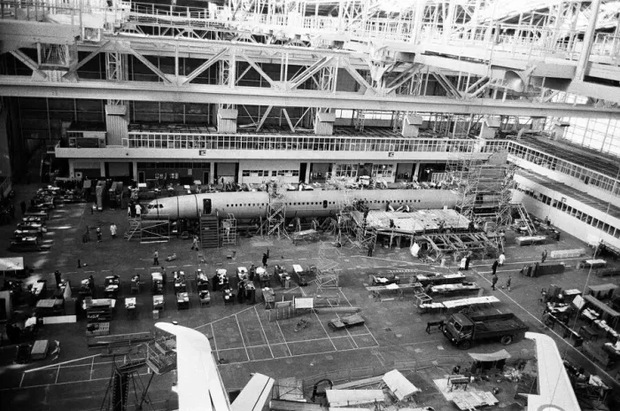 Framed Print : Concorde Prototype 2. being bult in the Brabazon hanger at B. A. C Filton Bristol