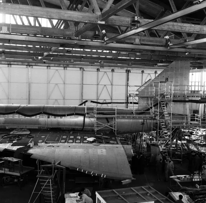 Framed Print : Concorde Prototype 2. being bult in the Brabazon hanger at B. A. C Filton Bristol Framed Print : Concorde Prototype 2. being bult in the Brabazon hanger at B. A. C Filton Bristol