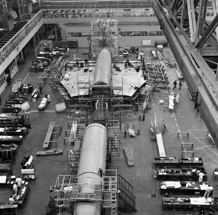 Framed Print : Concorde Prototype 2. being bult in the Brabazon hanger at B. A. C Filton Bristol