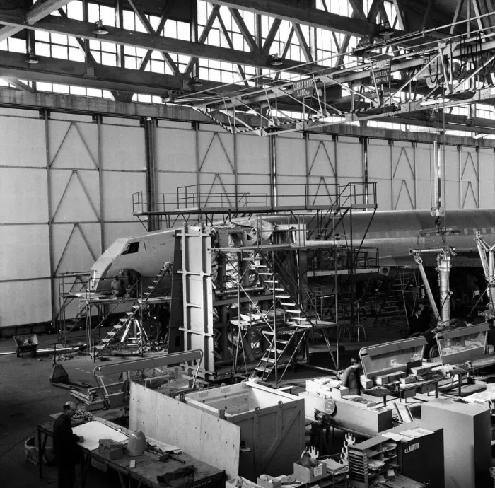 Framed Print : Concorde Prototype 2. being bult in the Brabazon hanger at B. A. C Filton Bristol