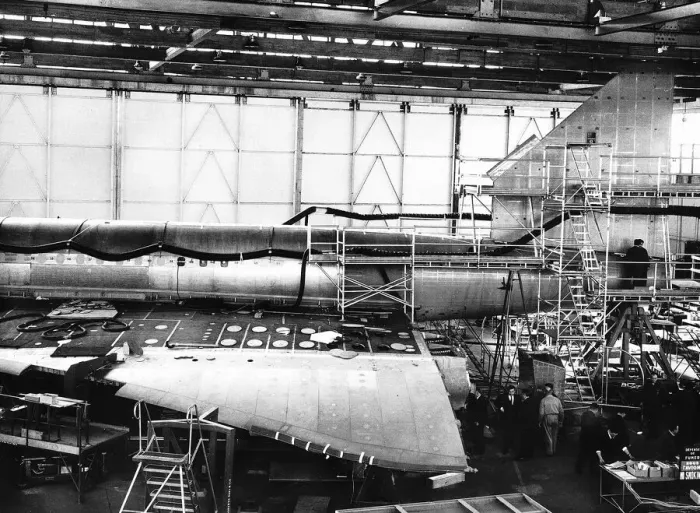 Framed Print : Concorde supersonic jet being built in Toulouse France March 1967