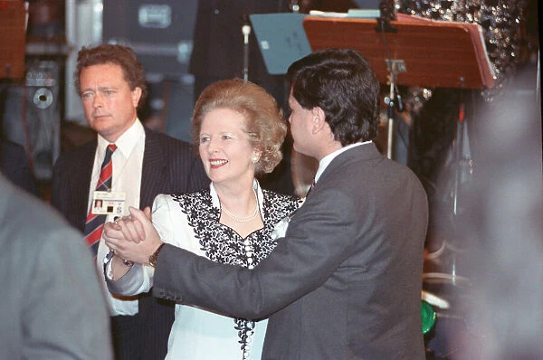 The Conservative Party Conference, Blackpool. Prime Minister Margaret Thatcher dancing