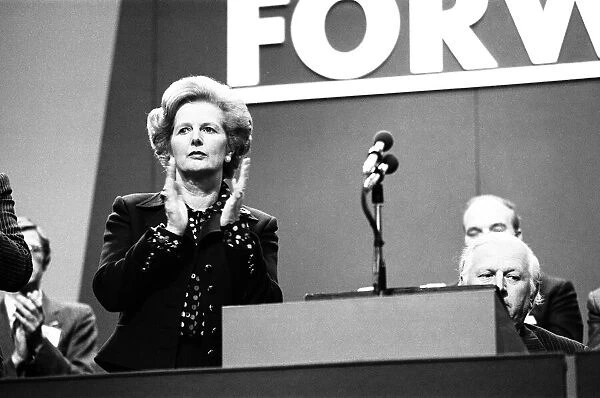 Conservative Party Conference in Brighton. Margaret Thatcher and James Prior