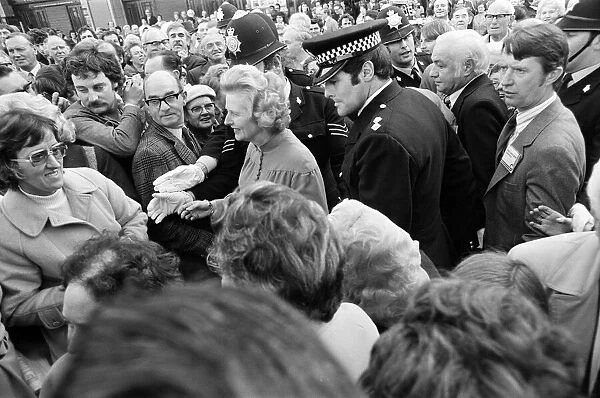 Conservative Party leader Margaret Thatcher at the party conference at Winter Gardens