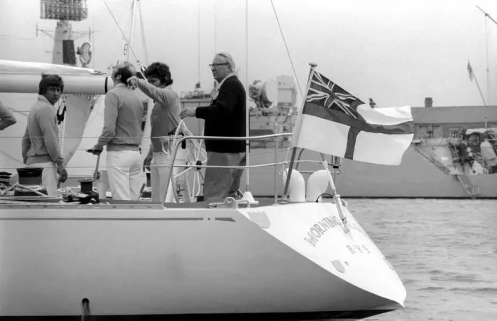Framed Print : Former Conservative Party leader Ted Heath at the helm of Morning Cloud yacht. May 1975 Framed Print : Former Conservative Party leader Ted Heath at the helm of Morning Cloud yacht. May 1975